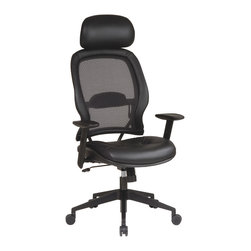 Professional Air Grid Leather Office Chair with Adjustable Lumbar Support - Office Chairs