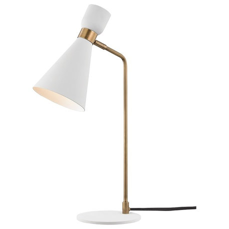 Willa 1-Light Table Lamp, Aged Brass/White