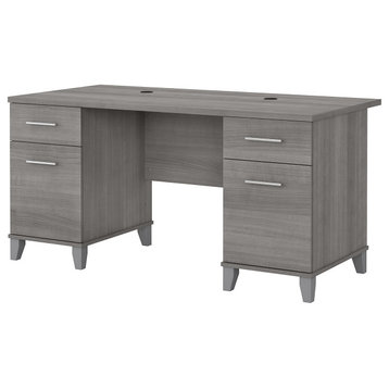 Somerset 60W Office Desk with Drawers, Platinum Gray