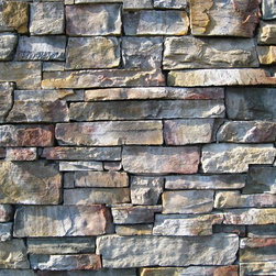 Natural Thin Stone Veneer on fireplace - Outdoor Fireplaces