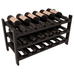 Wine Racks America - 18-Bottle Stackable Wine Rack, Premium Redwood, Black Stain/Satin Finish - This all-new design features slanted bottle supports and an extended product depth. New depth protects bottle necks from damage. Stack these18 bottle kits as high as the ceiling or place a single one on a counter top. These DIY wine racks are perfect for young collections and expert connoisseurs.