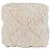 Lyla 100% Cotton 24 Wide Square Ivory Pouf By Kosas Home