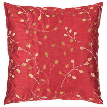 Blossom by Surya Pillow Cover, Bright Red/Camel/Cream, 22' x 22'