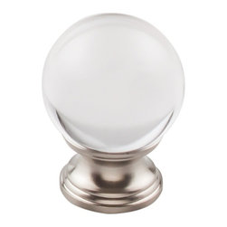 Top Knobs - Clarity Clear Glass Round Knob 1 3/8", Brushed Satin Nickel Base - Cabinet And Drawer Knobs