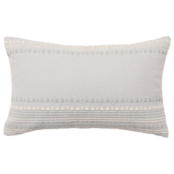 Velika Striped Light Blue/ Cream Pillow, 13"x21", Polyester Fill