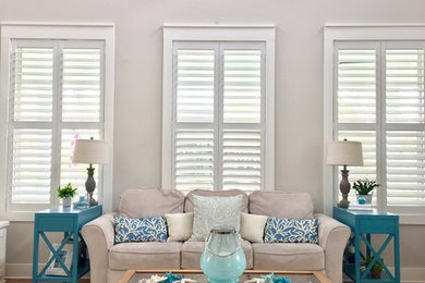 Living room - coastal living room idea in Houston
