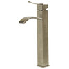 Tall Brushed Nickel Tall Square Body Curved Spout Single Lever Bathroom Faucet