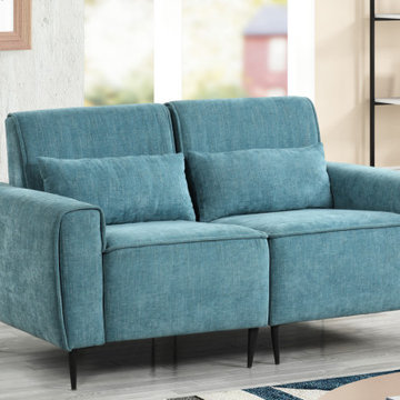 Valentina 62" Chenille Loveseat with Metal Legs and Throw Pillows