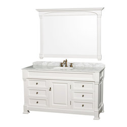 Wyndham Collection 60" Vanity, Carrera Marble Top, White Sinks - Bathroom Vanities And Sink Consoles