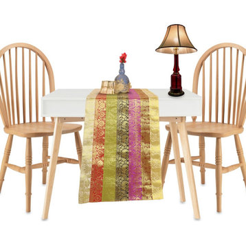 Multi-color- brocade-table- runner  (India) - 14 X 84 Inches