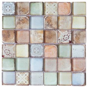 TCRNG Classic Roman 2x2 Glass Mosaic Tile, Orange