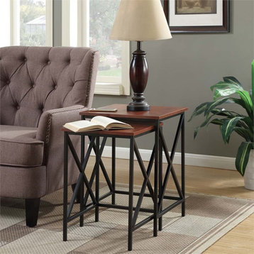 Convenience Concepts Tucson 2-Piece Nesting End Table Set in Cherry Wood Finish