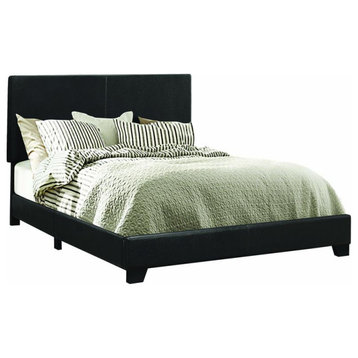 Coaster Dorian Black Faux Leather Upholstered Full Bed 81.25x58x45.75 Inch