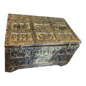 Mogulinterior - Consigned Antique Tribal Table Reclaimed Pitara Trunk Table Spanish Decor - Buffets And Sideboards