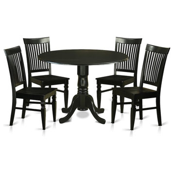 5-Piece Small Kitchen Table Set, Table and 4 Dining Chairs, Black