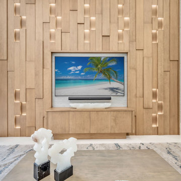 Custom three dimensional European oak feature wall