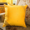 Yellow- 2 Decorative handcrafted Sari Cushion Cover, Throw Pillow Case 20" X 20"
