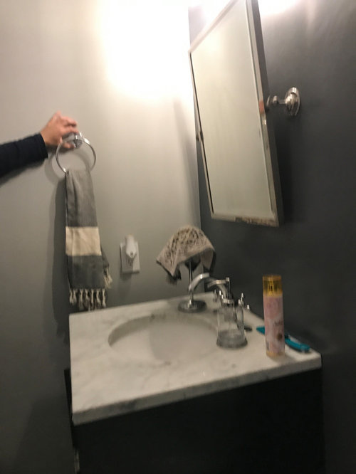 Powder room. Towel ring or rack for powder room