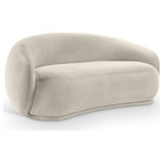Meridian Furniture - Emery Upholstered Loveseat, Cream, Velvet, Loveseat - Drift away into a cloud of comfort with the Emery cream velvet loveseat. Its soft, rounded curves and plush velvet upholstery create a truly indulgent seating experience. A timeless piece of furniture that exudes elegance and sophistication with its classic design that will never go out of style.