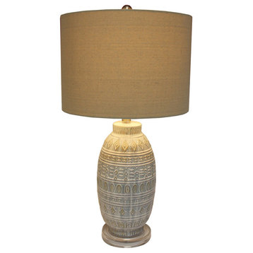 Rocco Glazed Ceramic Handcrafted Table Lamp, Gray