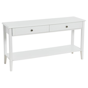 Pleasantville Console Table With 2 Drawers, Storage Shelf, and Solid Wood Legs