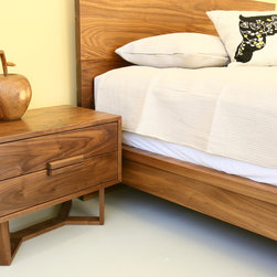 Walnut Zen style bed frame and side table - Bed Frames