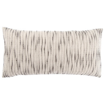 Jaipur Living Linnean Stripe White/Gray Down Throw Pillow 12X24"