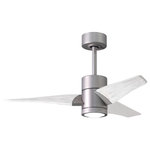 Matthews Fan - Super Janet 42" Ceiling Fan, LED Light Kit, Brushed Nickel/Matte White - The Super Janet's remarkable design and solid construction in cast aluminum and heavy stamped steel make it the heroine in any commercial or residential space. Moving air with barely a whisper, its efficient DC motor turns solid wood blades. An eco-conscious LED light kit with light cover completes the package.
