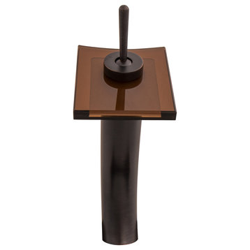Squared Waterfall Vessel Faucet, Oil Rubbed Bronze, Tea Glass