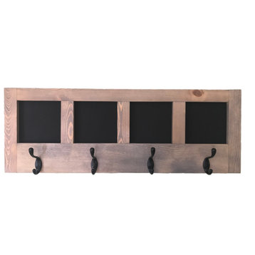 Chalkboard Message Center With Coat and Key Hooks, Wall Hanging Message Board