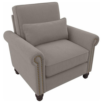 Bush Furniture Coventry Accent Chair with Arms, Beige Herringbone Fabric