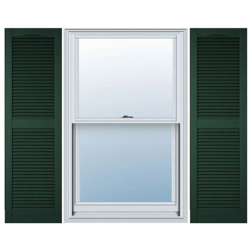 14 1/2" x 52" Lifetime Vinyl Cathedral 2-Equal Louver Shutters, Green 122