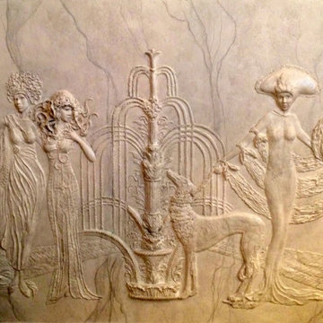 Sculpted reliefs in plaster and concrete