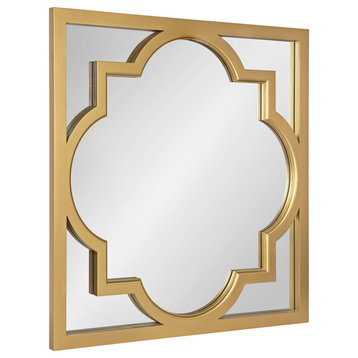 Hogan Moroccan Square Framed Mirror, Gold 30x30