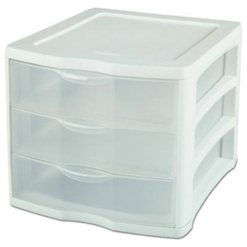Sterilite 17918004 3-Drawer Clearview Organizer with White Frame