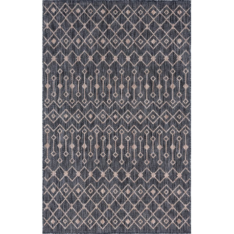 Unique Loom Charcoal Gray Tribal Trellis Outdoor 9'x12' Area Rug