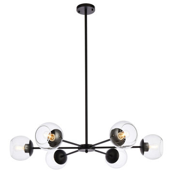 Brooke 36" Pendant, Black With Clear Shade