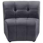 Meridian Furniture - Limitless Velvet Upholstered 1-Piece Modular Chair, Gray - Invest in your home's comfort with this Limitless chair. This modular unit offers tons of flexibility in the number of ways that you can put each piece in the Limitless collection together to get the ideal customized look. Upholstered in grey velvet, this beautiful piece is soft and cool to the touch, so you can feel comfortable from every angle. Button and channel tufting add to this unit's upscale look and contemporary charm.