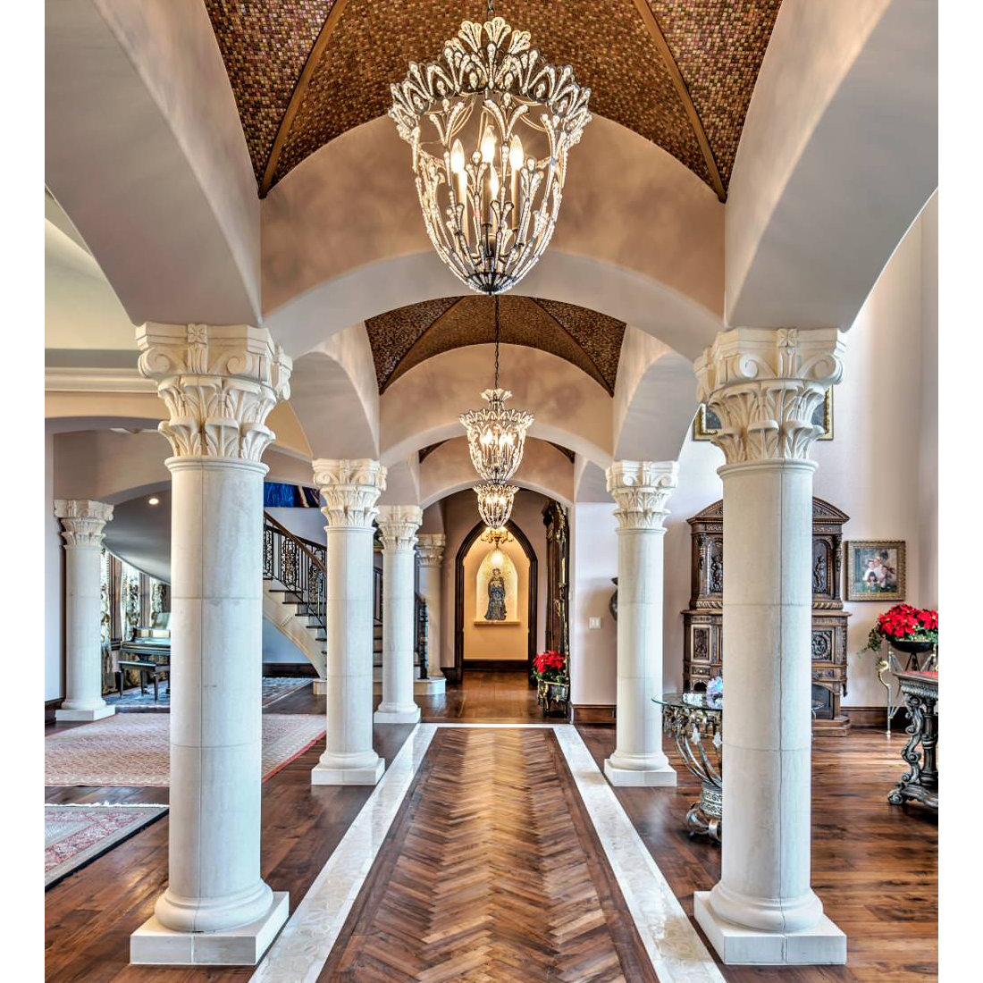 Hallway with Limestone Columns