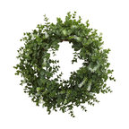 18" Eucalyptus Double Ring Wreath With Twig Base