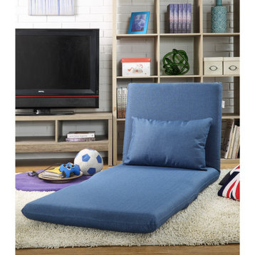 Relaxie Linen 5-Position Convertible Flip Chair/ Sleeper Lounger Sofa, Blue