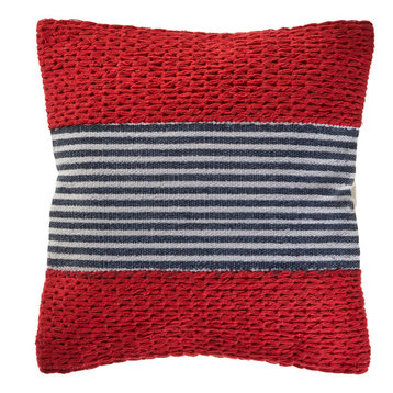 Red Nautical Striped Throw Pillow