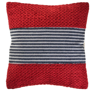 Red Nautical Striped Throw Pillow