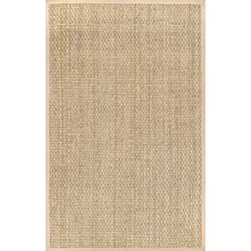 nuLOOM Hesse Checker Weave Seagrass Area Rug, Natural, 4'round