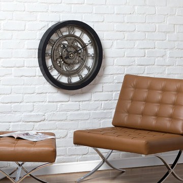 Pinnacle Gear 24" Wall Clock with Glass Face in Black #73012