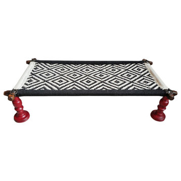 Black & White Charpai Rope Swing Bench Table