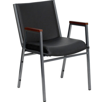 Flash Furniture Hercules Upholstered Stacking Chair in Black Vinyl