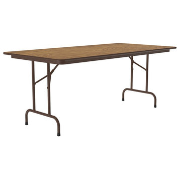 Correll 36"W x 72"D Wood Melamine Top Folding Table in Medium Oak