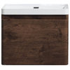 Happy Wall Mounted Vanity With Reinforced Acrylic Sink, Rosewood, 24"