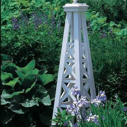 Lattice Obelisk with Sphere Top - Garden Statues And Yard Art